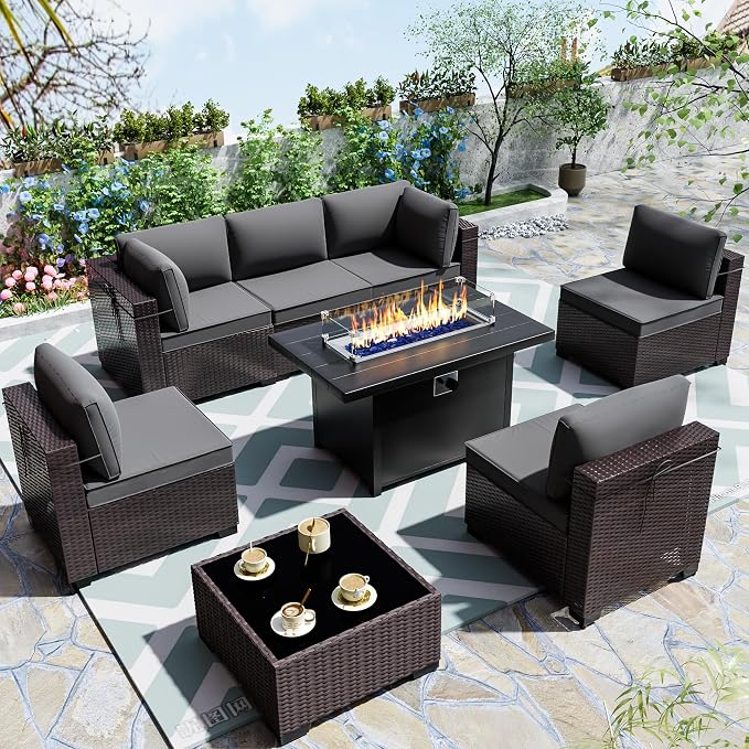 Outdoor Terrace Furniture Set, 8 Piece Outdoor Furniture Set, - Image 9