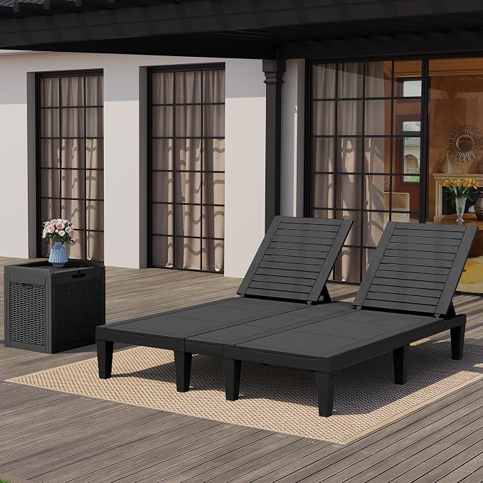 YITAHOME Pool Lounge Chairs Set, 2-in-1 Outdoor Chaise Lounge W/5-Position - Image 5