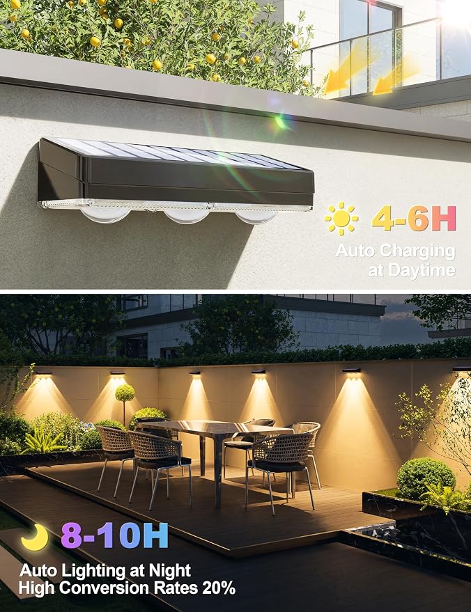 APONUO Solar Fence Lights Outdoor Waterproof, Fence Lights Solar Powered - Image 3