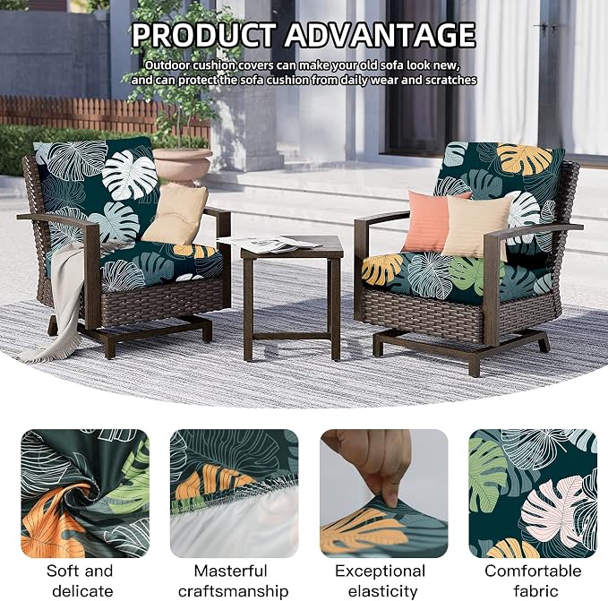 8Pcs Outdoor Cushion Covers, Patio Cushion Covers, Stretch Elastic Slipcovers - Image 3