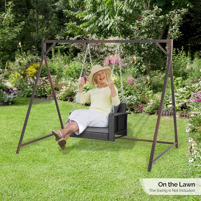 VINGLI 7 FT Rattan Porch Swing Stand, Patio Swing Frame Support 1200 LBS - Image 8