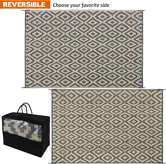SAND MINE Reversible Mats, Plastic Straw Rug, Modern Area Rug, Large Floor Mat - Image 4