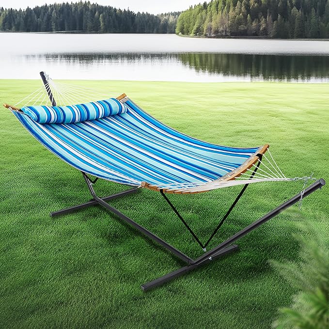 SUPERJARE Hammock with Stand, 2 Person Heavy Duty Hammock with Padded Cotton - Image 3