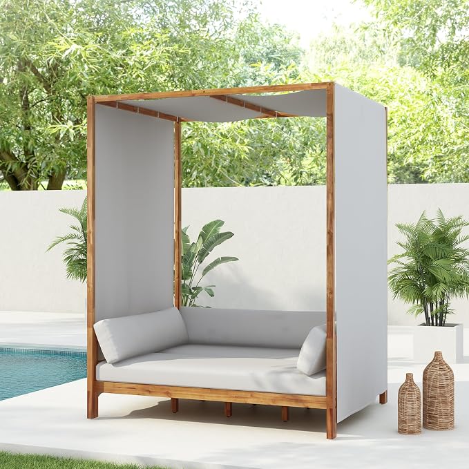 Scott Living Outdoor Acacia Wood Daybed - Image 2