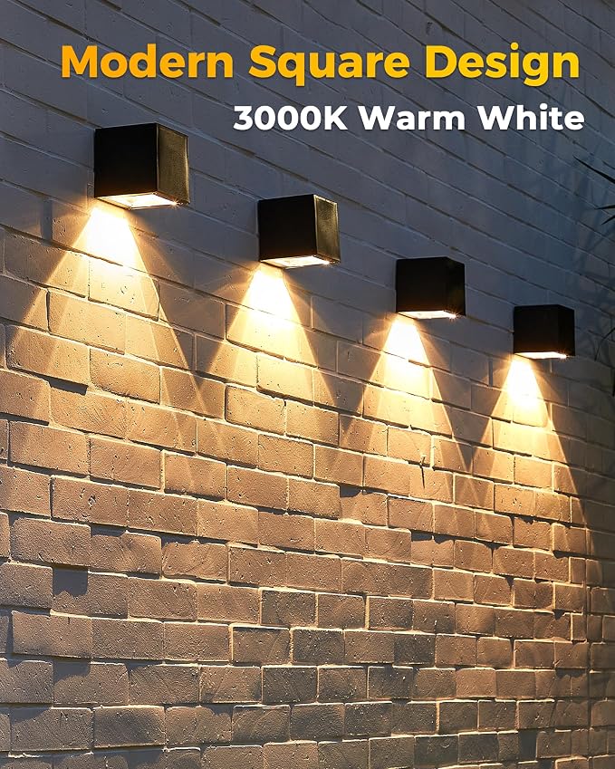 LUHLEE Solar Wall Lights Outdoor, Modern Square Solar Wall Sconce IP65 - Image 2