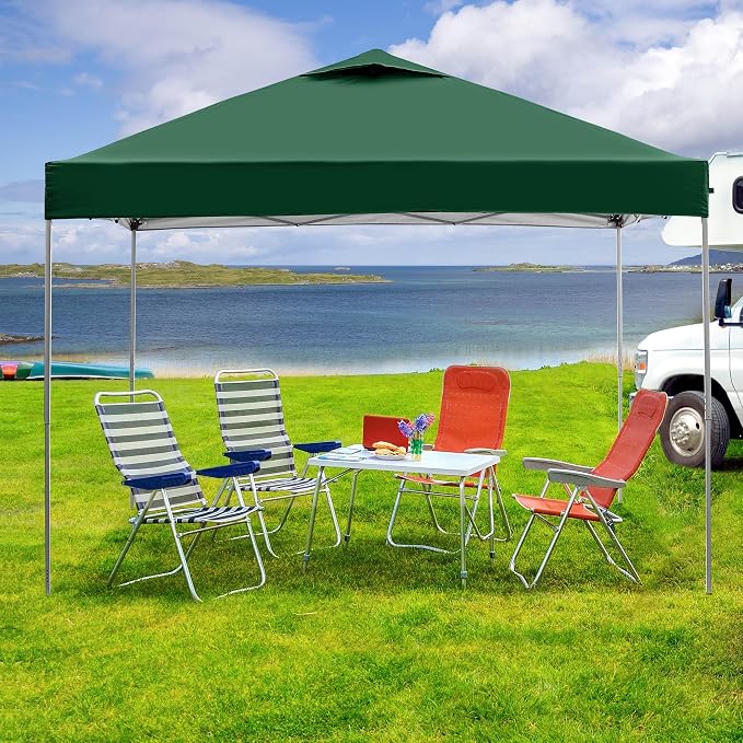 GDY 10x10 Pop Up Canopy Tent, Easy Set up Outdoor Silver Coated Beach Gazebos - Image 8