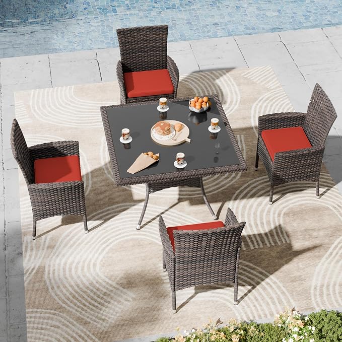 Kullavik 5-Piece Outdoor Dining Set Patio Rattan Furniture Set, Patio Dining by KULLAVIK
