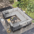Sundale Outdoor 9 Pieces Patio Furniture Set, U-Shaped Outdoor Sectional Sofa by SundaleOutdoor