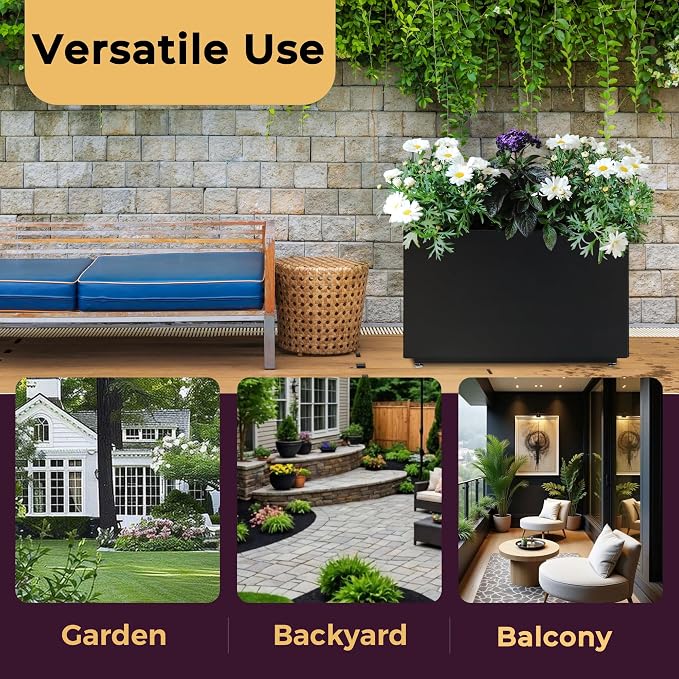 Outdoor Metal Planter Box 26Wx10Dx16H, Large Rectangular Trough Planters - Image 6