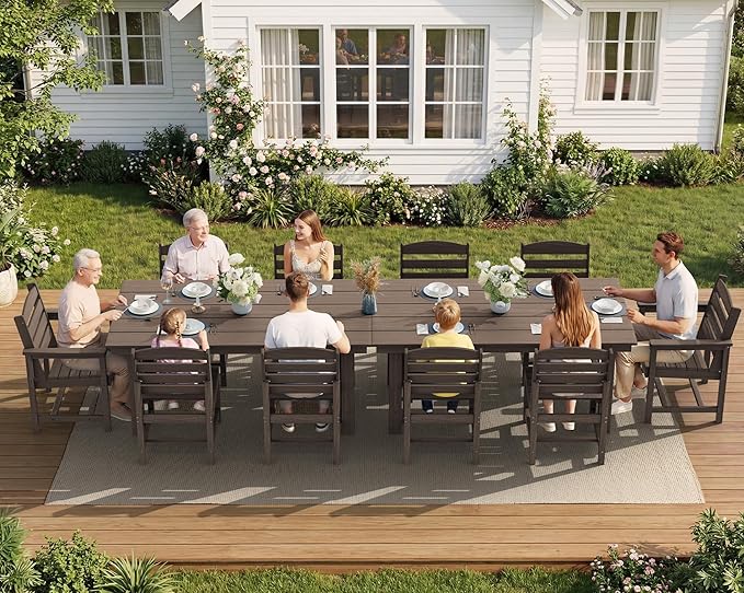 SERWALL Patio Dining Sets for 10 Person, HDPE Dining Set - Image 4
