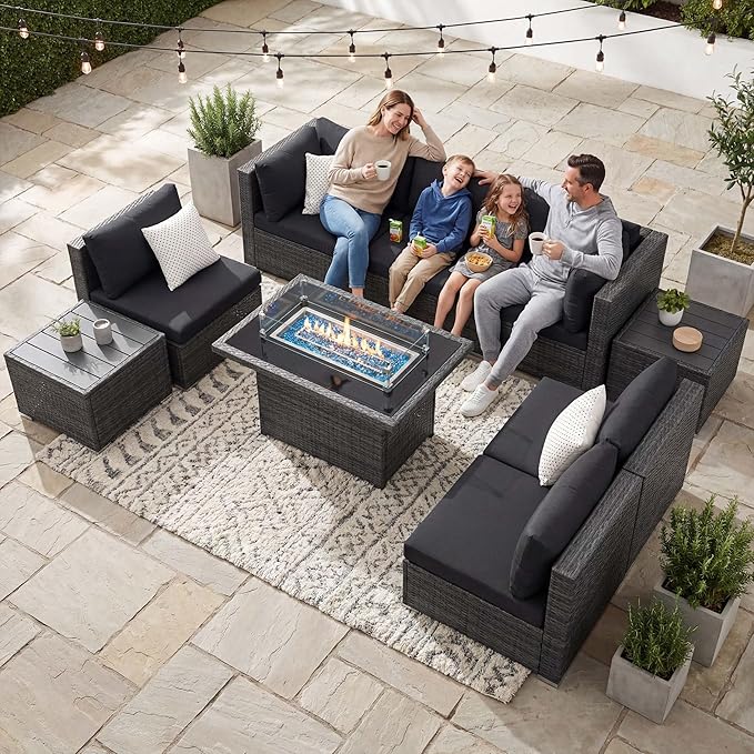 NICESOUL 9 Piece Outdoor Patio Sectional Furniture Sofa Set by NICESOUL