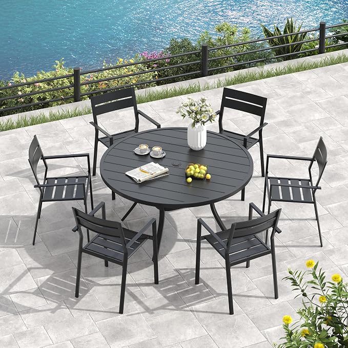 VICLLAX 53" Round Patio Table, Outdoor Dining Table - Image 2