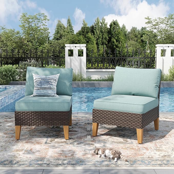 PHI VILLA 2 Pieces Wicker Patio Sofa Set, Rattan Sofa Set by PHIVILLAThepioneerofcomfortablehouseholdsupplies