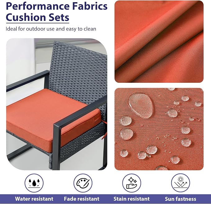 Outdoor Chair Cushions Set of 4 -Waterproof Outdoor Seat Cushions - Image 3