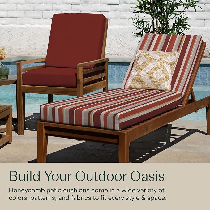 Honeycomb Outdoor Heritage Chaise 21.5 x 70, Stripe Brick Chaise Lounge Cushion - Image 3