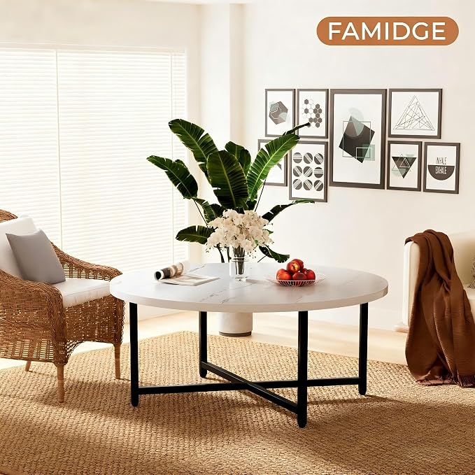 Coffee Table, 31.5" Large Round Coffee Table - Image 2