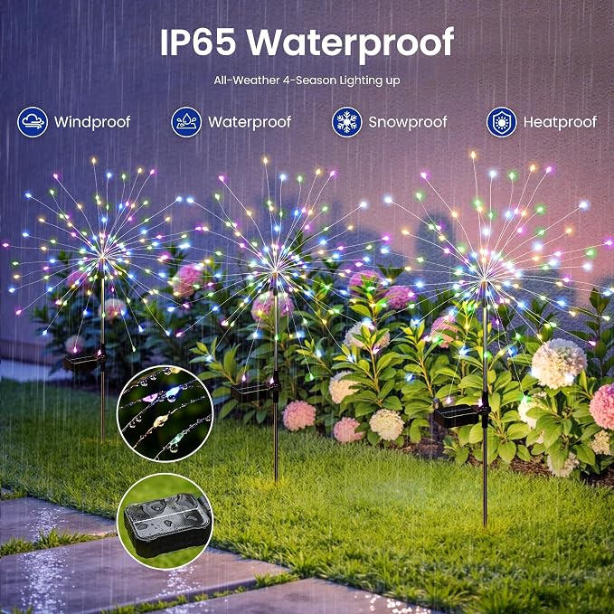 Solar Lights Outdoor, 120LED 4pack Fairy Garden Lights Decor - Image 6
