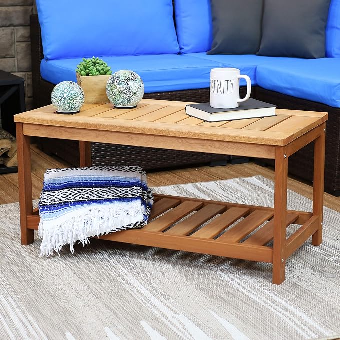 Sunnydaze Teak Outdoor Coffee Table - Image 8