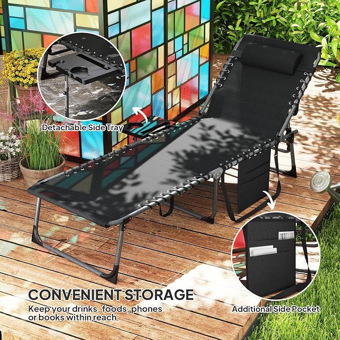 Outsunny Folding Chaise Lounge Chair Outdoor Tanning Chair - Image 6