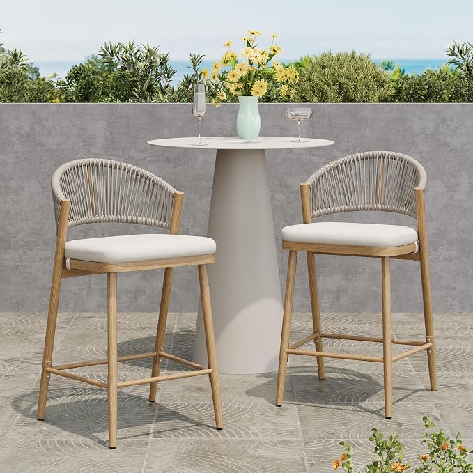 Christopher Knight Home Hearth 26.00" Patio Barstools Set of 2, Woven Wicker - Image 4