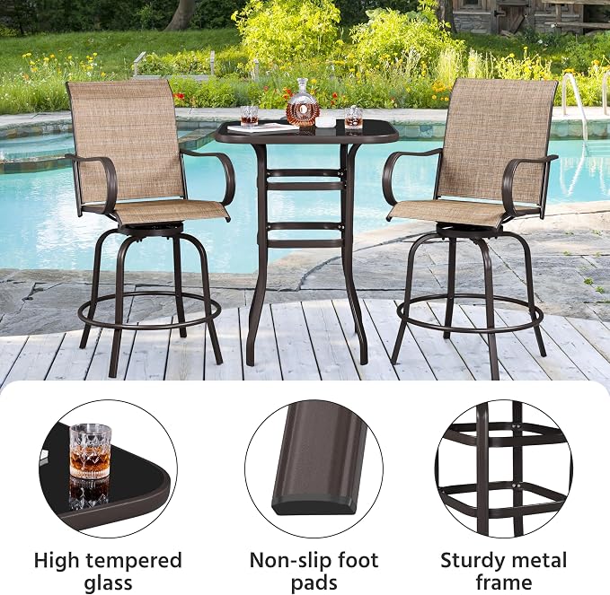 Yaheetech Patio Bar Table Tempered Glass, Height High Top Outdoor Pub Height - Image 4