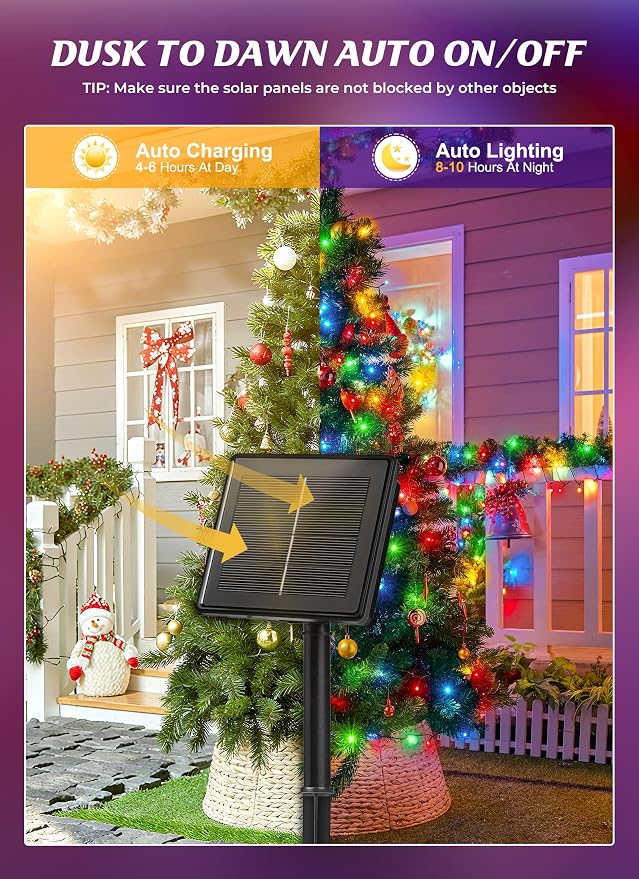 Brightown 2 Pack Solar Christmas String Lights Outdoor, Total 144Ft 400 LED - Image 2