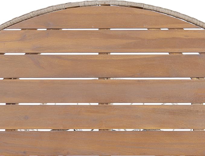 Merax 47.24" Round Outdoor Dining Table, Acacia Wood Top & Wicker Base - Image 7