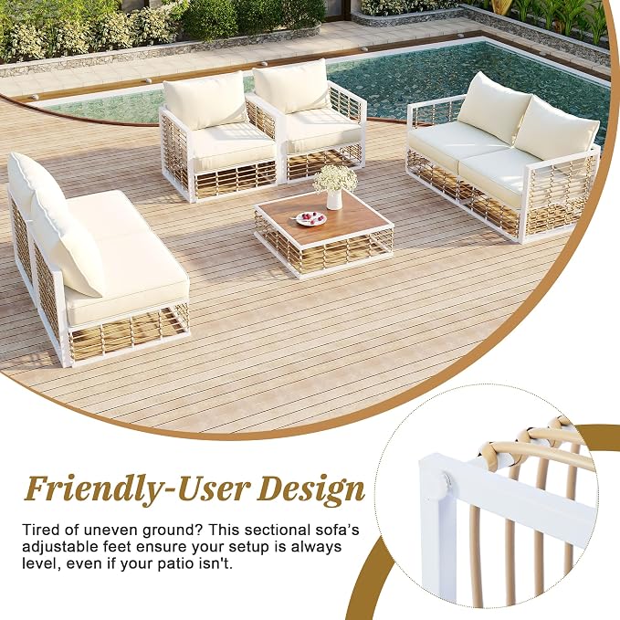 7-Piece Metal Patio Sectional Sofa Set, Free Combination Sofa Set - Image 7