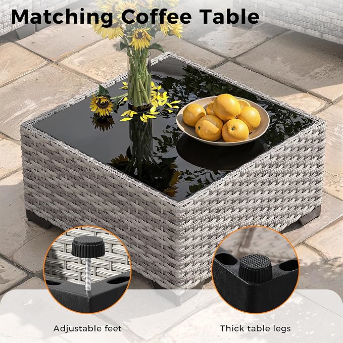 6-Seat Modern Outdoor Wicker Rattan Patio Furniture Set - Image 8