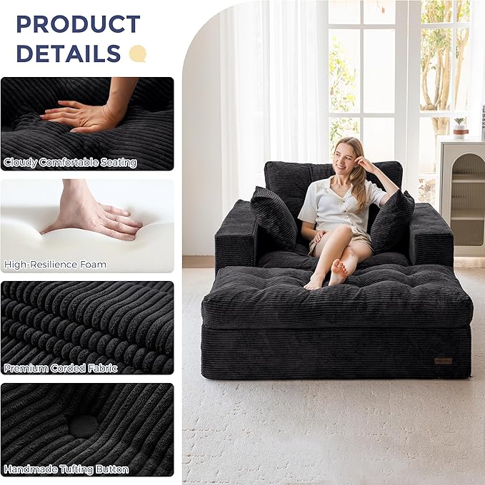 MAXYOYO Sectional Sofa Couch and Chaise Lounge, L Shaped Modern Cloud Couch - Image 5