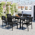 Outdoor 7 Piece Dining Table and Chair Set, Steel Outdoor Table by RuiSiSi