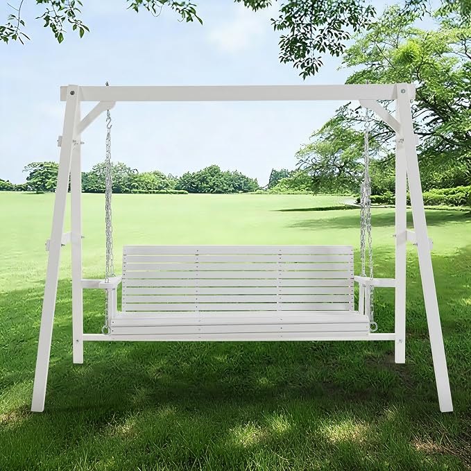 Finnhomy Heavy Duty 880 LBS Wooden Porch Swing Frame, Wooden Patio Swing Chair by Finnhomy