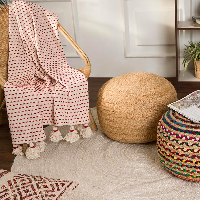 REDEARTH · Jute Circular Jute Pouf Ottoman - Image 8