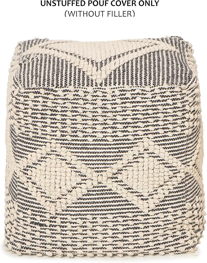 REDEARTH · UNSTUFFED Square Pouf Ottoman Cover Textured Storage Boho Cube Poof - Image 5