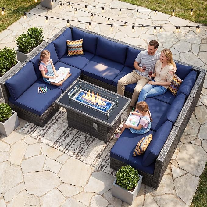 NICESOUL Extra Large 9 Pcs Outdoor Patio Furniture Set by NICESOUL