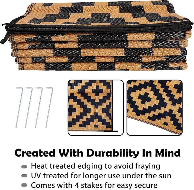 SAND MINE Reversible Mats, Plastic Straw Rug, Modern Area Rug, Large Floor Mat - Image 4