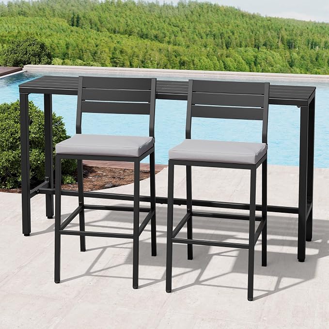 Crestlive Products Outdoor Bar Table and Chairs Set, 3 Piece Outside Patio Bar - Image 8