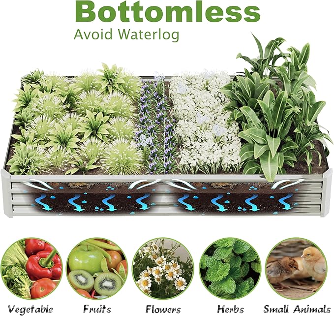 12x4x1ft Raised Garden Beds Outdoor Kit, Galvanized Planter Garden Boxes Outdoor - Image 5