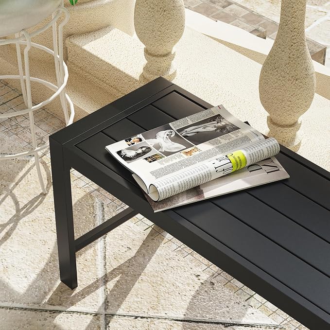 VICLLAX 2 Pieces Outdoor Garden Backless Bench, 51.2" Metal Bench Steel Frame - Image 4