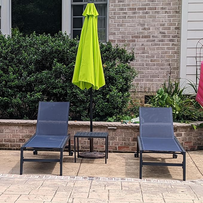 PURPLE LEAF Patio Chaise Lounge Set 2 Pieces Textilene Pool Lounge Chairs by PURPLELEAF