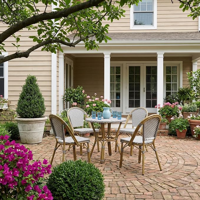 PURPLE LEAF Outdoor Dining Chair Set of 4 Aluminum Rattan Chairs - Image 4
