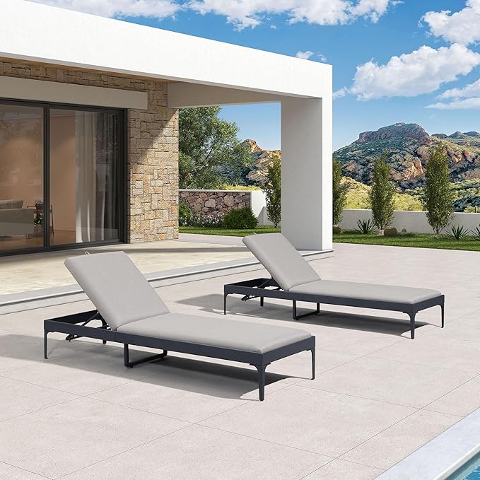 PURPLE LEAF 1 Piece Outdoor Chaise Lounge Aluminum Adjustable Patio Lounger - Image 2