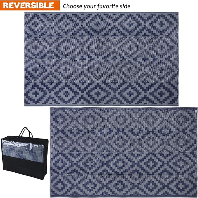 SAND MINE Reversible Mats, Plastic Straw Rug, Modern Area Rug, Large Floor Mat - Image 3