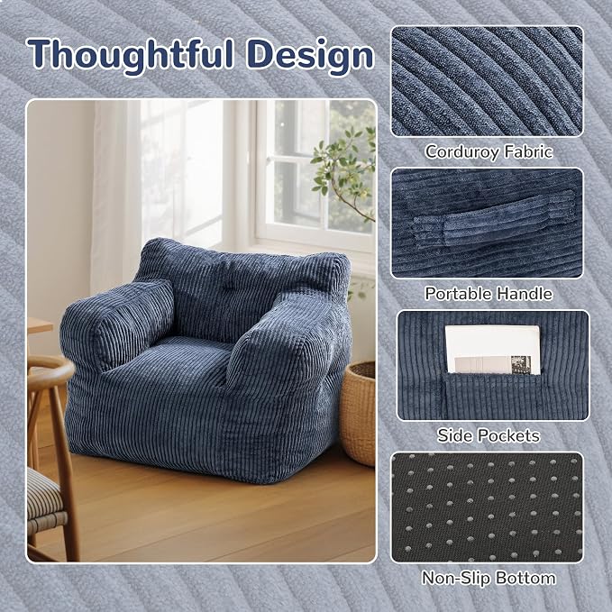 Pamapic 32" Bean Bag Chair, Single Sofa, Ultra Soft Dutch Velvet, Fluffy - Image 4
