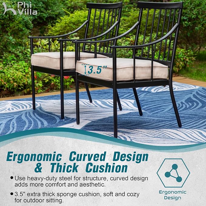 PHI VILLA Outdoor Metal Dining Chairs - Image 4