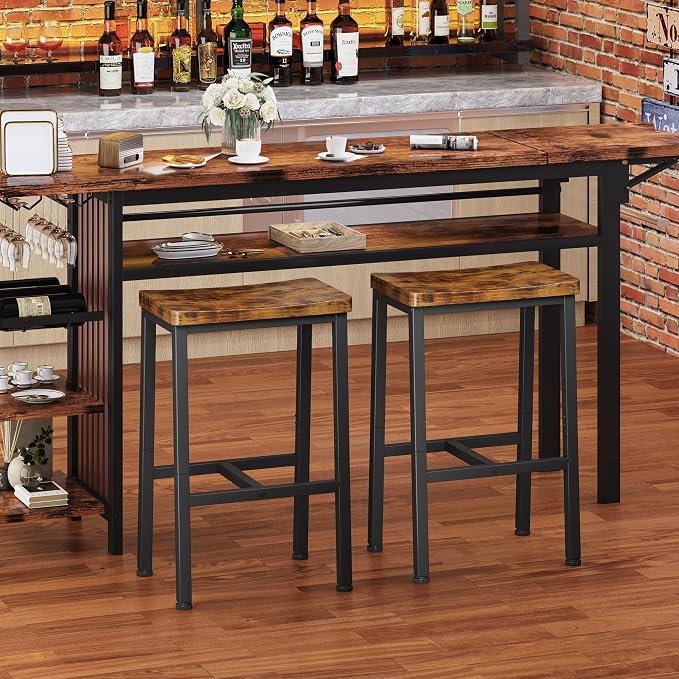 Homeiju Bar Stools, Counter Height Bar Stools Set of 2, 23.6 Inch Saddle Stools - Image 7