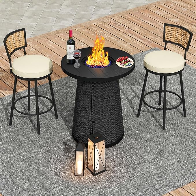 PIZZELLO 3-Piece Patio Swivel Bar Set by PIZZELLO