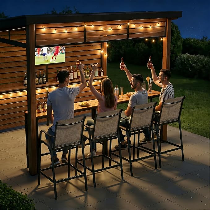 Crestlive Products Outdoor Bar Stools Set of 4, Bar Height Patio Chairs - Image 8