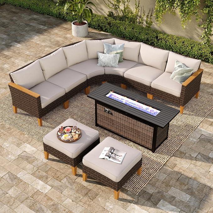 PHI VILLA 8-Piece Curved Patio Furniture Set - Image 9