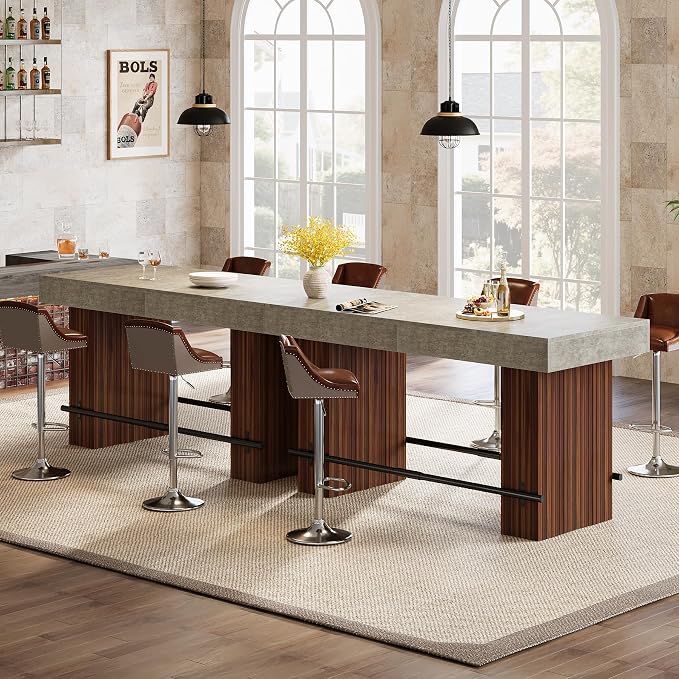 Tribesigns 62.2 Inch Bar Table, Industrial Bar Height Counter Table, - Image 6